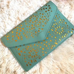 Turquoise Envelope Clutch